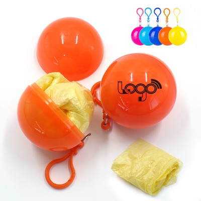 Portable Ball Capsule Rain Ponchos With Keychain Clip
