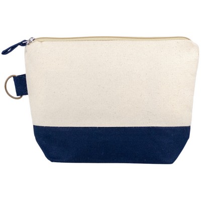 Blank Travel 11 oz Canvas Pouch Bag | Makeup Toiletry Tech Organizer Kit Navy (11x7x3)