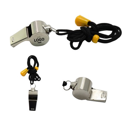 Stainless Steel Whistle With Lanyard