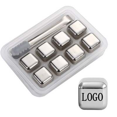 8 Piece Reusable Stainless Steel Ice Cube Tray With Clips