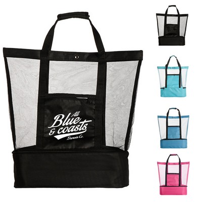 Nylon Mesh Insulated Beach Tote Bag