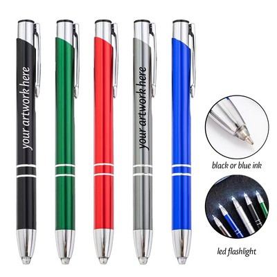 LED Flashlight Metal Ballpoint Pen