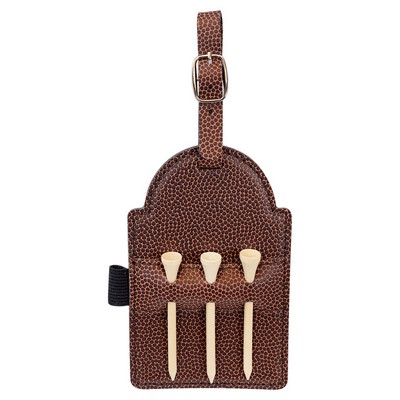 Golf Bag Tag with 3 Tees, Laserable Leatherette