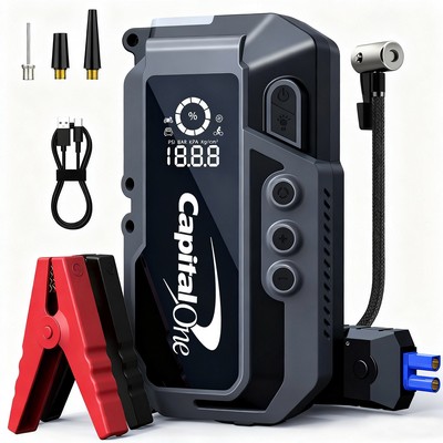18W Fast Charger Portable Emergency battery booter w/ 150PSI Emergency inflater air compressor