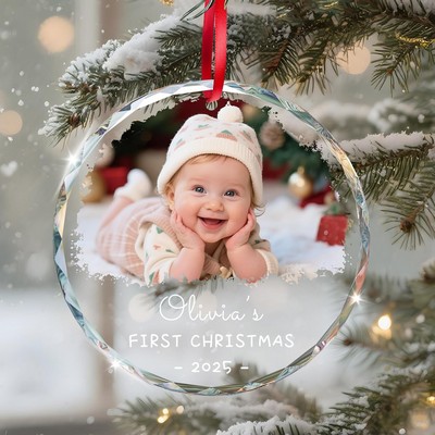 Personalized Christmas Ornament with Photo Text, Custom 1st Christmas Ornaments