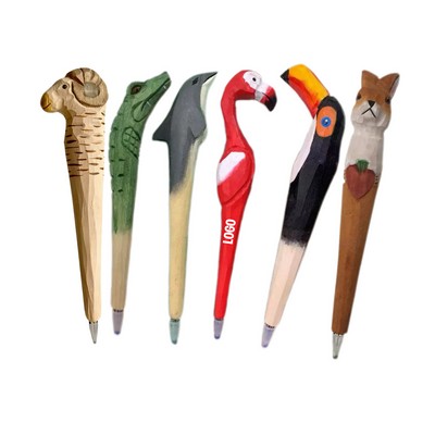 Animal-Shaped Wooden Carving Pen