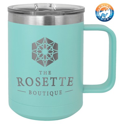 Teal Polar Camel 15 oz Coffee Mug Vacuum Insulated with Slider Lid- Laser Engraved