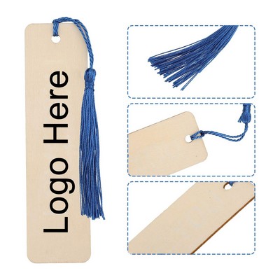DIY Craft Hanging Tag Ornaments Wood Bookmark with Holes Tassels
