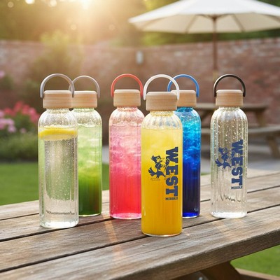 21 Oz. Carry Bamboo Lid Glass Bottle