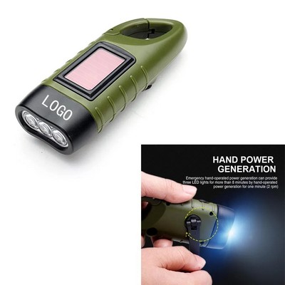 Mini Hand Crank Solar Powered LED Flashlight