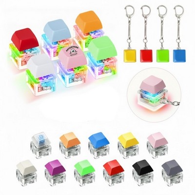 Colorful LED Light Keyboard Fidget Toys Keyboard Clicker Keychain