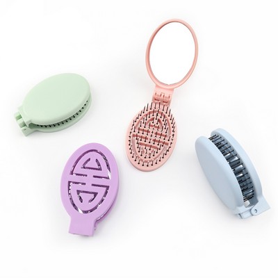 Portable Stress-Relief Comb: Mirror & Massage Pins