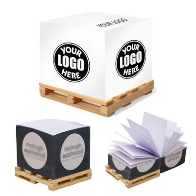 Custom Logo Square Memo Pad Cube Wooden Pallet