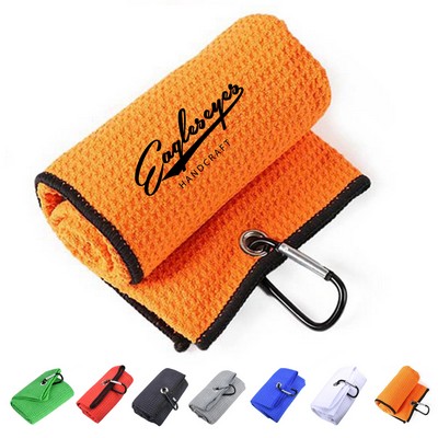 Waffle Golf Towel with Carabiner