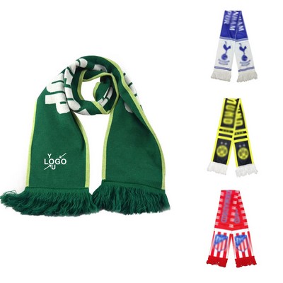 Knitted Sports Scarf with Fringe
