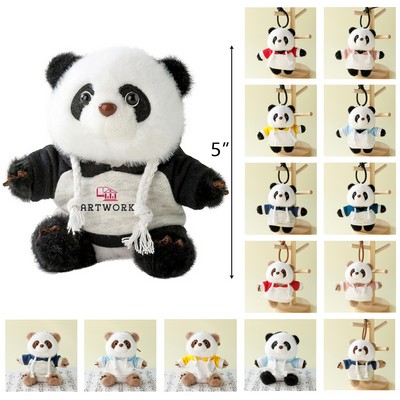 5" Panda Plush Keychain with Custom Logo Shirt