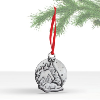 1 5/8" Classic Snowy Cottage Scene Ornament