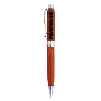 Wooden Twist Action Pencil w/ Silver Trim