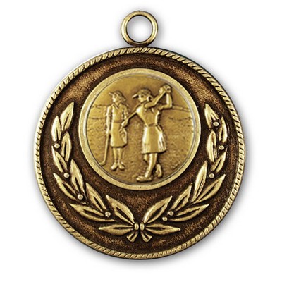 Stock Classic Wreath With Rope Edge 2" Medal- Golf Female
