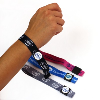 Fabric Wristband - 3/4" (0.75" / 19mm) with Flat Locking Slider - One Time Use