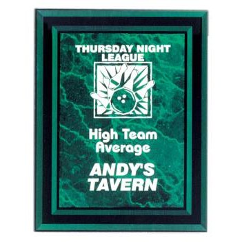Acrylic Green Marble Plaque w/ Black Border - 7"x9"