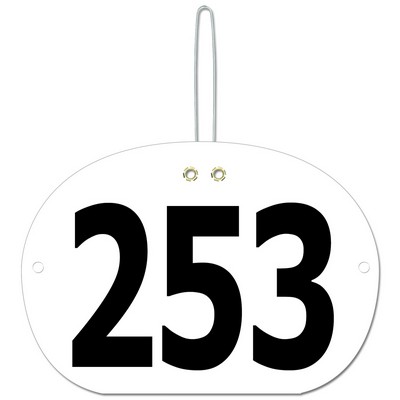 Stock Oval Exhibitor Number Tag w/Hook (7 7/8"x5½")