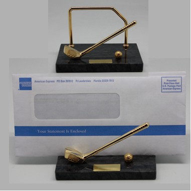 Golf Letter Holder w/Black Marble Base (Screen Printed)