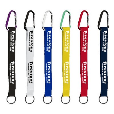 3/4" Sewn Polyester Keychain with Metal Split-Ring and Carabiner