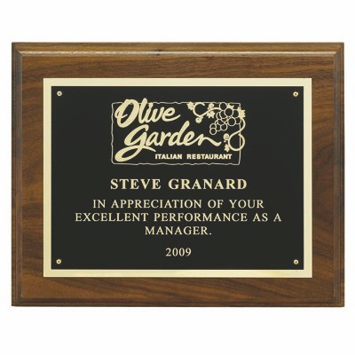 Horizontal Genuine Walnut w/Black Screened Plate (9"x 7")