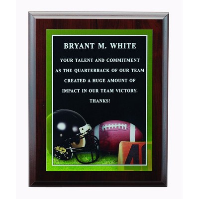 Football Photo Sports Plaque w/Laser Engraved Plate (6"x 8")