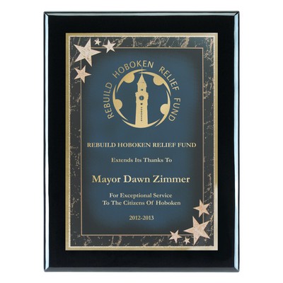 Plaque - 9"x12" Wall Plaque w/ Blue Corner Star Plate (7"x10")