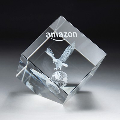 3D Etched Crystal Diamond Cube (X-Large)