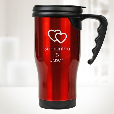 14 Oz Red Stainless Steel Travel Mug w/ Handle