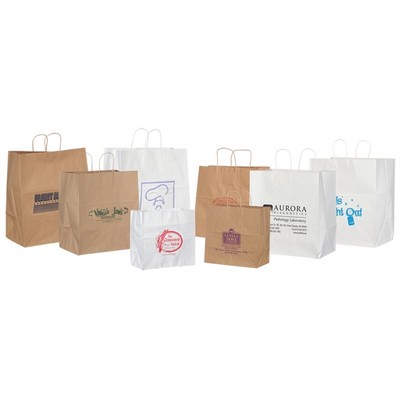 Food Service White Kraft Paper Bistro Shopping Bag (10"x6¾"x12")