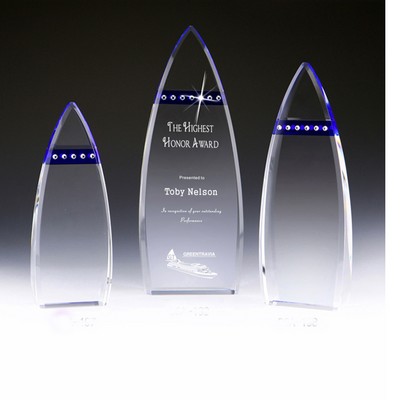 Two Tone Arrowhead Crystal Trophy and Award with Inlaid Sparkling Rhinestone Large