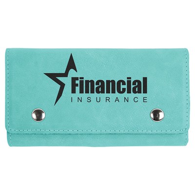 Leatherette Card and Dice Set (Teal Blue)