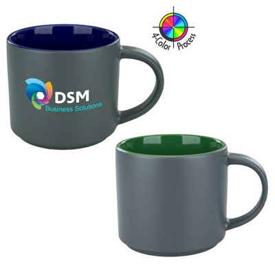 16 Oz. Two Tone Norwich Mug Satin Graphite & Green - Dishwasher Safe - Full Color