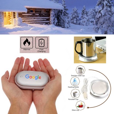 Promotek iBank® Hand Warmer + 5200mAh Power Bank Charger + Cup Warmer (Silver)