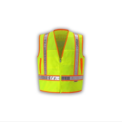 High Visibility Prismatic Trim Vest, Class 2, Lime, Back Mesh Panel