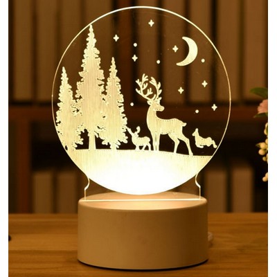 Acrylic LED Night Light w/Base Lamp Child's Gift