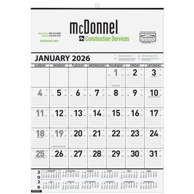 Contractor Wall Calendar w/2 Color Imprint (18"x25")