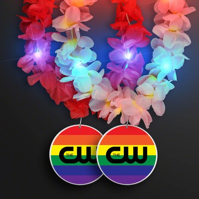 Light Up Hawaiian Leis with Custom Rainbow Medallion - PRINTED