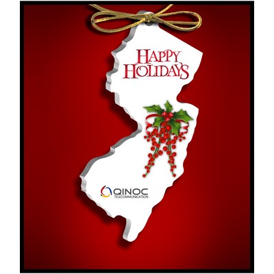 New Jersey Ornament in White Acrylic