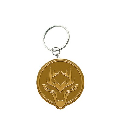 Customized Solid Iron Keychain with Shiny Brass Plating