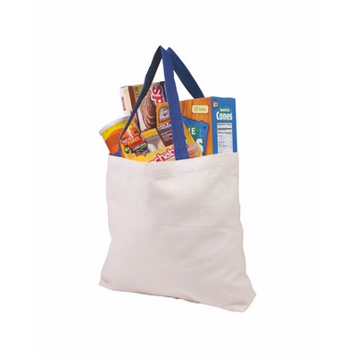 Cotton Canvas Tote Bag with Color Accents