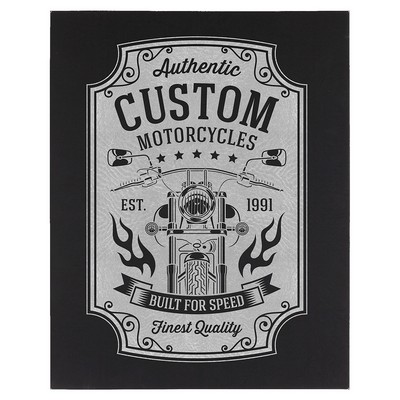 16" x 20" Black/Silver Leatherette Wall Decor with Sawtooth Hanger