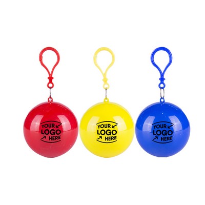 Disposable Raincoat Poncho in Key Chain Ball