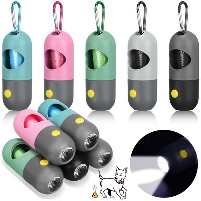 Dog Waste Bag Dispenser w/LED Flashlight & Hook
