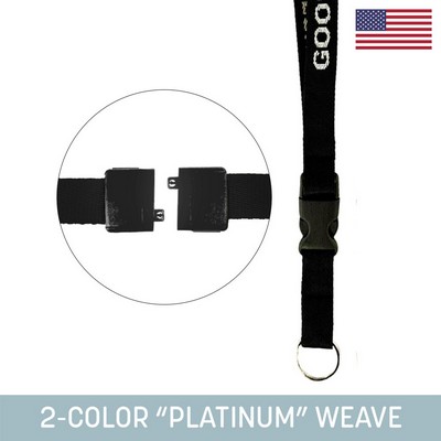 3/4" Woven Detachable Lanyard w/ Split Ring and Back Breakaway - "Platinum"
