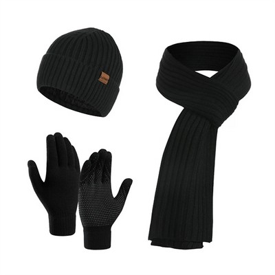 3 In 1 Winter Warm Knit Beanie Hat